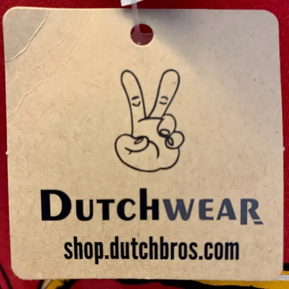 Men’s custom L Dutch Bros long sleeve red hoodie t-shirt with “Dutch Funk” logo. - Picture 8 of 10